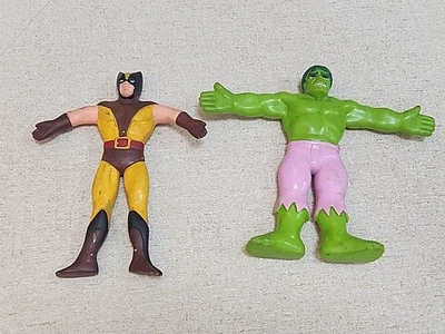 Just Toys Incredible Hulk and Wolverine 1989 Marvel Flexible Bend-Ems Bendies Foto 1 de 2