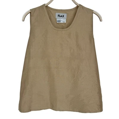 Camiseta sin mangas de seda FLAX talla mediana beige minimalista Lagom Lagenlook armario con capucha Foto 1 de 4