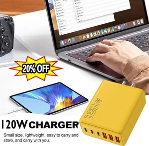 120W Super Fast Charge Wall Charger Adapter USB + Type C Universal Charger - Picture 1 of 11