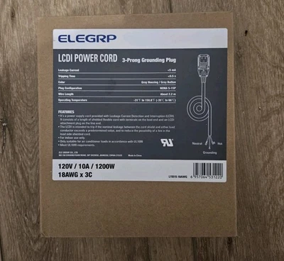ELEGRP 0651510LY L15515 18AWG LCDI Power Cord Plug for A/C Air Conditioner, - Image 1 of 4