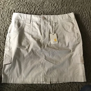 CARHARTT Women's Cargo Cotton Skirt Sz 14 Tan Khaki Waist 36" Length 20" New NWT - Picture 1 of 15