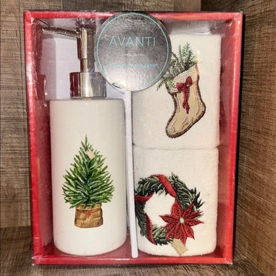 NIP Avanti Christmas Bath Set with White and Red Accents - Image 1 of 4