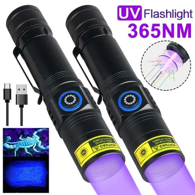 MARKENLOS 1/2X UV Taschenlampe Schwarzlicht Lampe Taschenlicht Bernstein Handlampe 365nm #