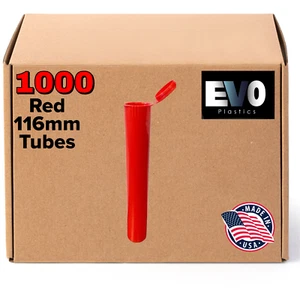 116mm Tubes - Red - 1000 count , Squeeze Pop Top Tubes, BPA-Free - USA Made - Picture 1 of 3
