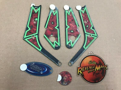 Revenge From Mars Pinball Slingshot & Inlane Plastics + 3 Promo Key Chain FOB's - Image 1 of 2