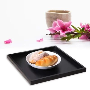 Serving Tray Black Square Decorative Serving Tray Wooden Ottoman Tray Coffee ... - Picture 1 of 7