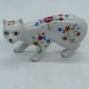 Gabinete The Franklin Como Nuevo Curio Gato Porcelana Loza 1988 Patrón Floral Elegante - Imagen 1 de 6