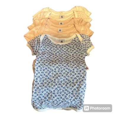 PROMO! Set / Lotto 5 body Petit Bateau bimba 18 mesi/81 cm Cotone Maniche Corte - Imagen 1 de 2