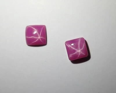 Opaque Star Ruby Square 5x5 mm Cabochon sharp cornered Lab-created 2 pcs Lot - Image 1 of 4