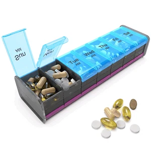 Extra Large Pill Organizer Black XXL Pill Box 7 Day Weekly Pill Box with AM PM - Picture 1 of 6