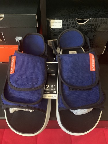 Nike Air Jordan LS Slide blu reale scuro arancione taglia 12 nuovissime CZ0791 400