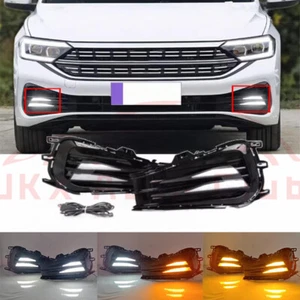 2Pcs LED DRL Dynamic Signal Light Fog Lamp q For Volkswagen Jetta 2022 2023 2024 - Picture 1 of 8