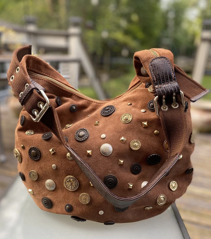 RARE 1973 Gianfranco Ferré Brown Suede Leather Hobo Shoulder Bag / Ornate Shic - Image 1 of 4