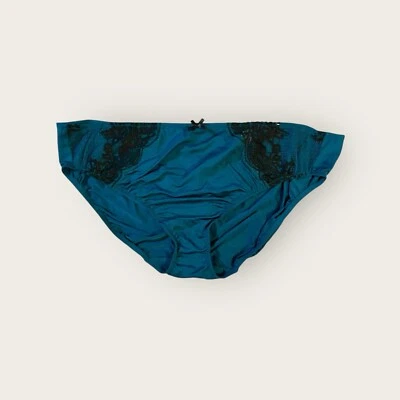 Calcinha de biquíni Lane Bryant cacique com tiras nas costas bordada renda 26/28 azul-petróleo (5641) - Imagem 1 de 3