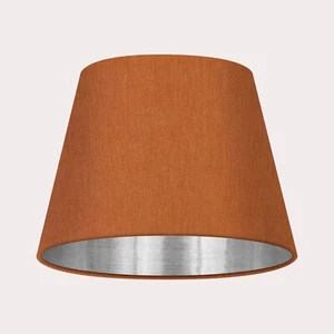 Lampenschirm konisch gebrannt orange strukturiert 100% Leinen gebürstet silber Lampenschirm - Bild 1 von 6