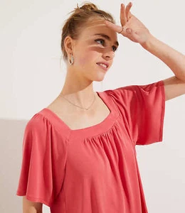 Neu mit Etikett Ann Taylor LOFT T-Shirt sandgewaschen quadratischer Ausschnitt Top verschiedene Größen grau pink - Bild 1 von 5