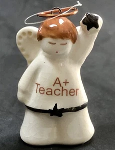 A+ Teacher Russ Berrie and Co., Inc. Angel Ornament Ceramic- 2" Male - Picture 1 of 7
