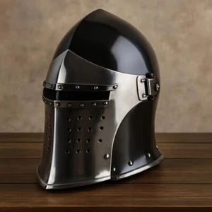 Mittelalter Barbuta Helm mit Visier 16 Gauge Stahlrüstung Ritter Kreuzritter Helm - Bild 1 von 2