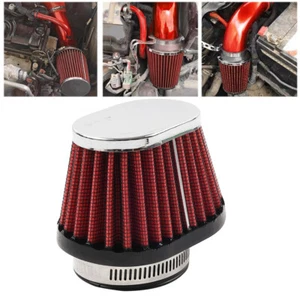 55MM 2.17" Motorcycle Oval Air Intake Filter Cleaner Pod Washable Reusable Red - Picture 1 of 10