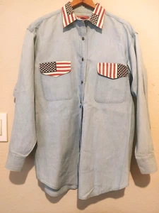 VTG Cambridge Country Store Denim Shirt Y2K Women's Western Measurement Photos - Picture 1 of 11