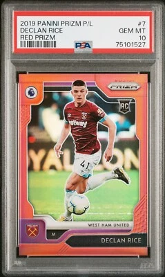 Panini Prizm Premier League #7 Declan Rice 2019 - Red Prizm/149 RC PSA 10 Foto 1 de 2