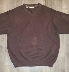 Cutter and Buck Men's Sweater Pullover Size L V-Neck Ribbed Cotton Brown - Picture 1 of 10