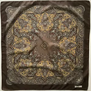 C A Brown Paisley Design 30 inch Square Vintage Ladies Scarf By Gina Ruccini - Picture 1 of 4