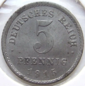 German Empire 5 Pfennig 1915 E in Extremely Fine / Brilliant Uncirculated - Picture 1 of 2