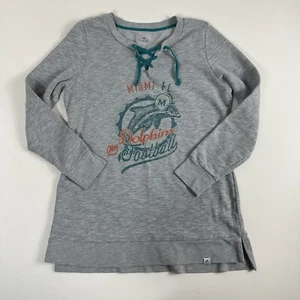 Majestic Miami Dolphins Sweatshirt Sweater Womens Size Large Gray NFL Longsleeve - Picture 1 of 7