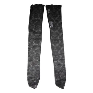 Dolce & Gabbana Calcetines Negros Floral Encaje Algodón Elástico Medias S. Tag M - Imagen 1 de 5