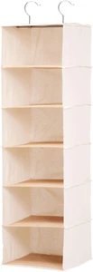 SFT-01003 Hanging Closet Organizer Bamboo/Canvas 6-Shelf 1.5 X 13 X 14.5 Inch - Picture 1 of 1