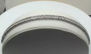 Bracciale Tennis Argento Sterling 925 JS Stampato Argento Sterling & Diamante 7 1/4 - Foto 1 di 6