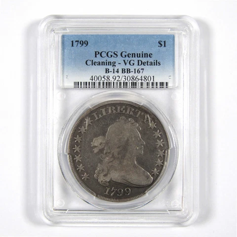 1799 13 Stars Draped Bust $1 VG Details PCGS B-14 BB-167 SKU:I8696 Cover