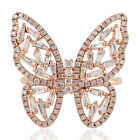 Natural Diamond Butterfly Ring In 18k Rose Gold Ring For Women Jewelry Gift