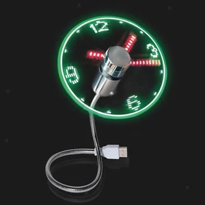 Flexible Cooling Fan USB Clock Real Time Display Lightweight - Picture 1 of 7