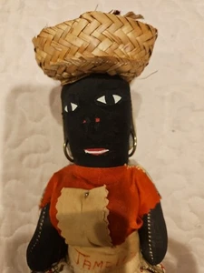 "Muñeca de trapo de mamá arte popular jamaicano vintage cesta en la cabeza muñeca de tela Jamaica 11"" 4" - Imagen 1 de 6