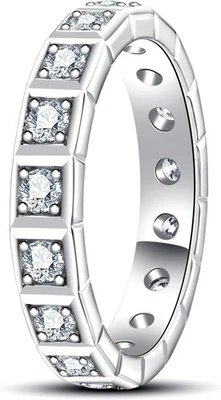 Alianza de boda de moissanita anillos de eternidad para hombre color D VVS1 plata de ley 925 Foto 1 de 4