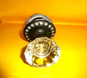 Juego de perillas de puerta de vidrio vintage con placas tachonadas de cristal decoración interior única - Imagen 1 de 4