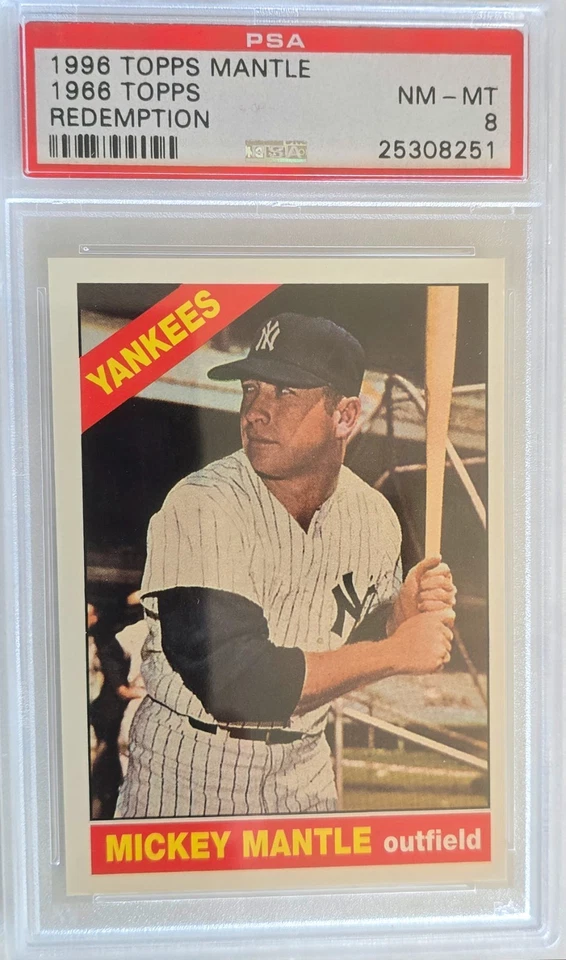 Topps Mickey Mantle Redemption 1966 1996 PSA 8 casi nuevo - Yankees como nuevo  Foto 1 de 1
