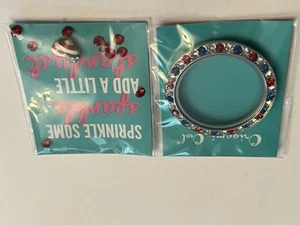 Origami Owl Large Silver Red White And Blue Crystal Locket Top Set - Picture 1 of 3