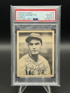 ⚾️ 1939 Play Ball SAMPLE #74 Cookie Lavagetto Signed PSA 2 Auto 9 🔥None Higher! - Picture 1 of 6