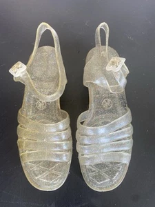 Vintage Mädchen 90er Y2K durchsichtige Gummi Sandalen von Jellisy Footwear Schuhgröße 1 1/2 - 2 - Bild 1 von 10