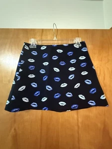 Zara Mini Skirt BLUE LIPS All-Over Print Back Zipper Closure NWT Size Small - Picture 1 of 10
