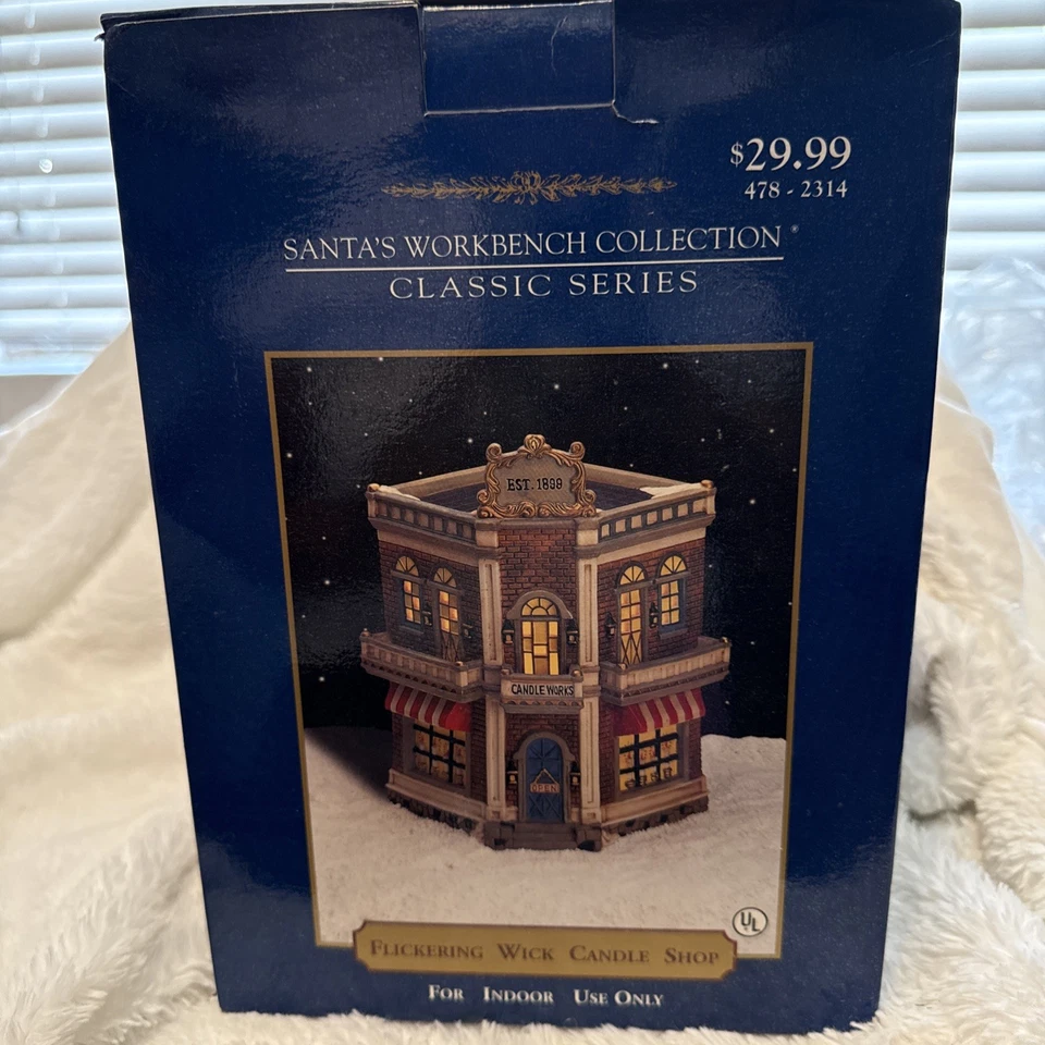SANTA'S WORKBENCH Classic Series FLICKERING WICK CANDLE SHOP Lighted ~ 1999 - Image 1 of 1