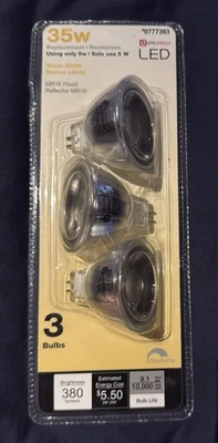 3 pack 35W Replacement LED bulbs, Warm White, MR16 Flood - Image 1 of 3
