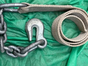 Schwerlast 5/16" 3/8" 1/2" kurze Abschleppkette Gabelkopf Haltehaken und geflochtener Riemen - Bild 1 von 4