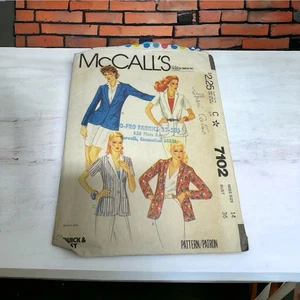 McCall's 7102 Vintage Pattern Misses Jacket 14 1980s Short Long Sleeve - Picture 1 of 4