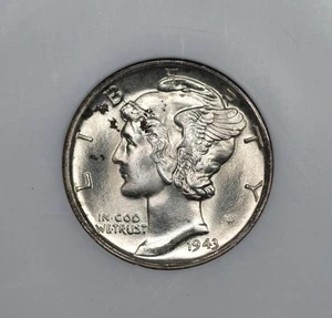 1943-D Mercury Dime NGC CAC MS66FB Full Bands Old Fatty Holder #10EOR - Bild 1 von 4