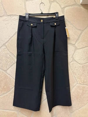 MICHAEL KORS High-Rise Crop Wide Leg Dress Pants Black Women’s Sz 10 NWT - Image 1 of 4