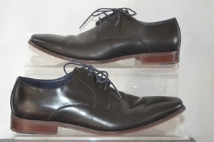 DUNE London men's black leather Richmonds lace up Derby shoes UK size 10 Wide - Imagen 1 de 8